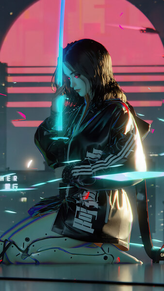 Cô gái Cyberpunk sẽ khiến bạn xao xuyến với phong cách thời trang độc đáo cùng những màu sắc táo bạo. Bức hình này sẽ khiến bạn chìm đắm trong thế giới ảo đầy thú vị.