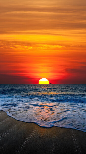 Sunset Beach Sea Scenery Horizon 4K Phone iPhone Wallpaper #4230b