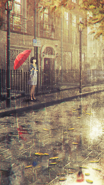Anime, Girl, Raining, Umbrella, 4K, #221 Wallpaper PC Desktop