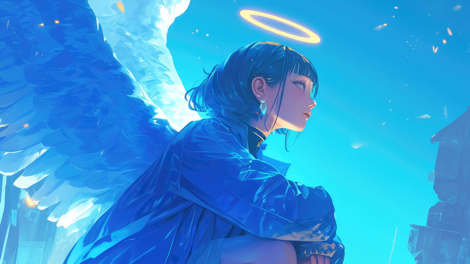 Angel Wings Anime Girl 4K #7303a Wallpaper iPhone Phone