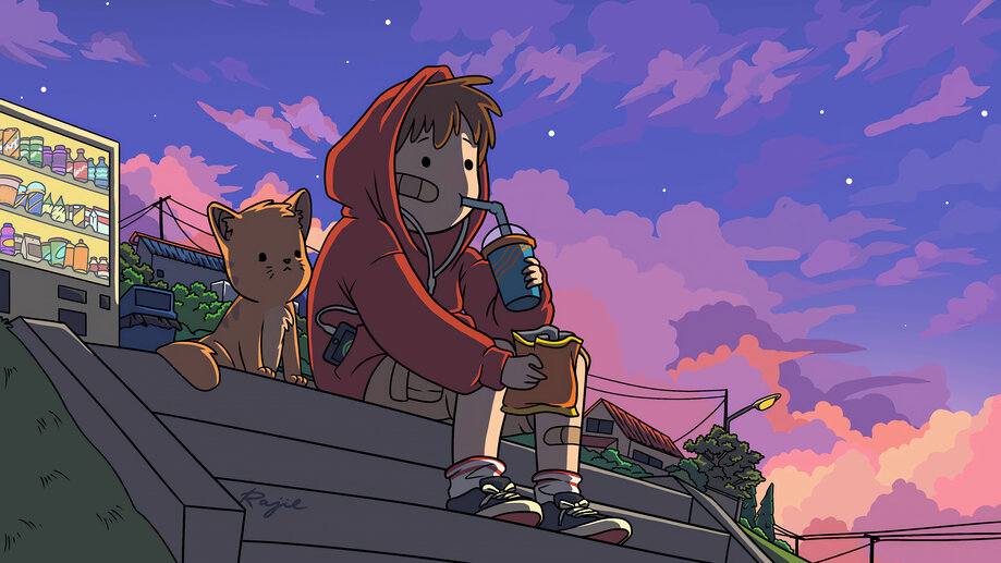 Anime Boy Chill Eating Snack with Puppy 4K Wallpaper iPhone HD ...