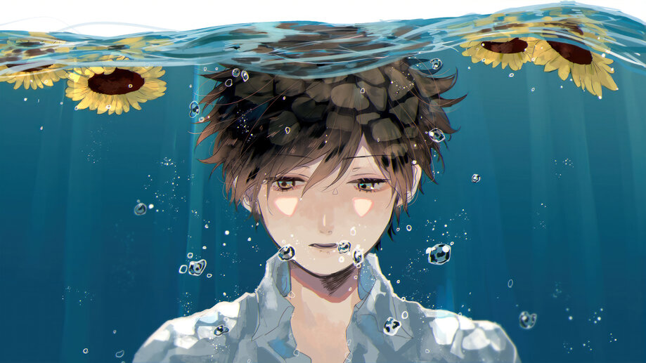 Anime Boy Underwater 4K #5720i Wallpaper PC Desktop