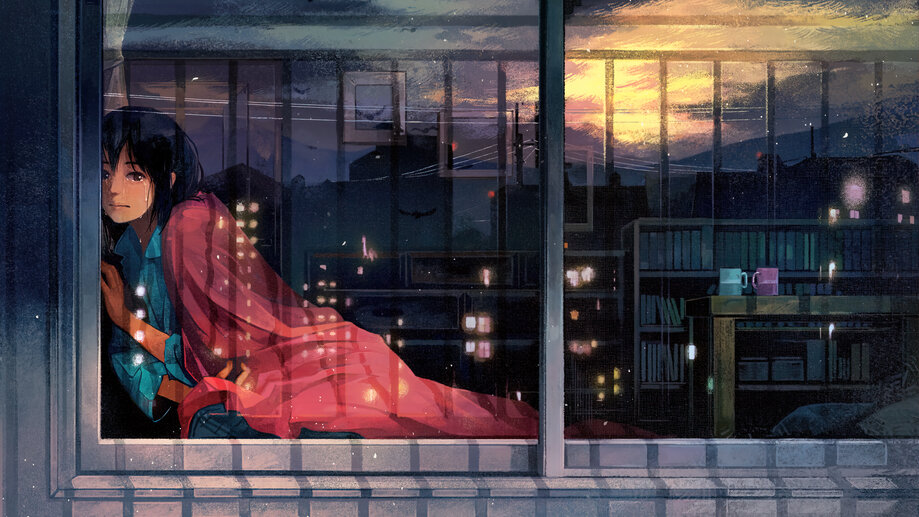 Ultra HD 4K Anime Girl Alone Crying 3840x2160 Wallpaper.