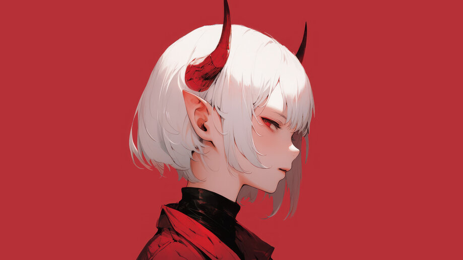 Anime Girl Demon Horn Red Eye 4K #1142a Wallpaper iPhone Phone