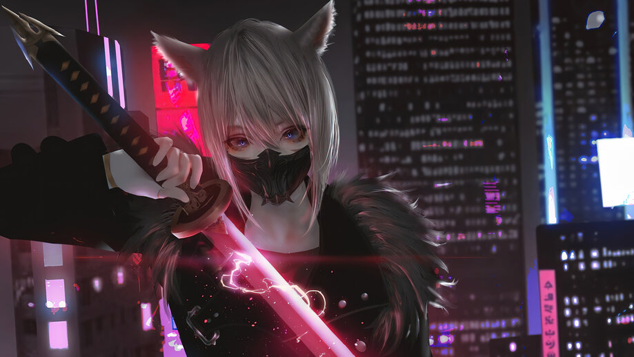 Ninja Cyberpunk Night City HD Wallpaper #830h