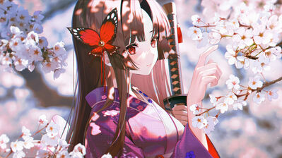 Anime girl Wallpaper 4K, Beautiful, Butterflies