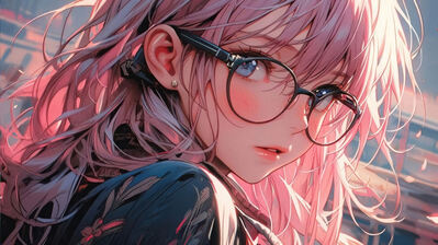 HD wallpaper: anime, anime girls, dark hair, face, glasses