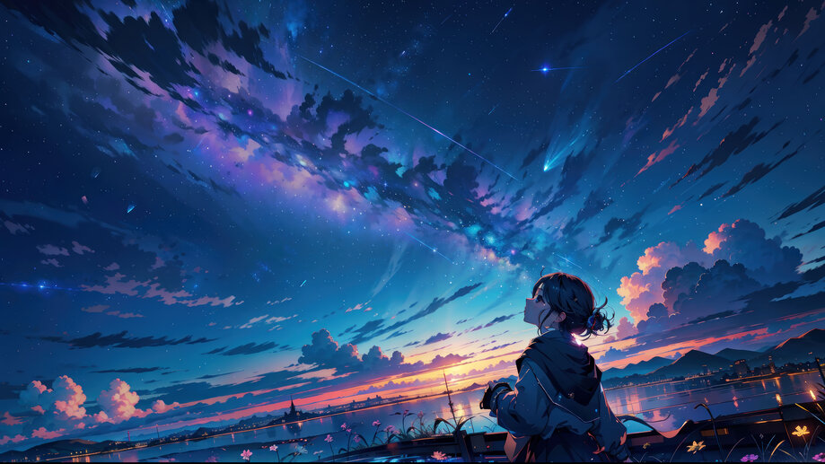 Anime Girl Sky Sunset 4K Wallpaper iPhone HD Phone #3201m