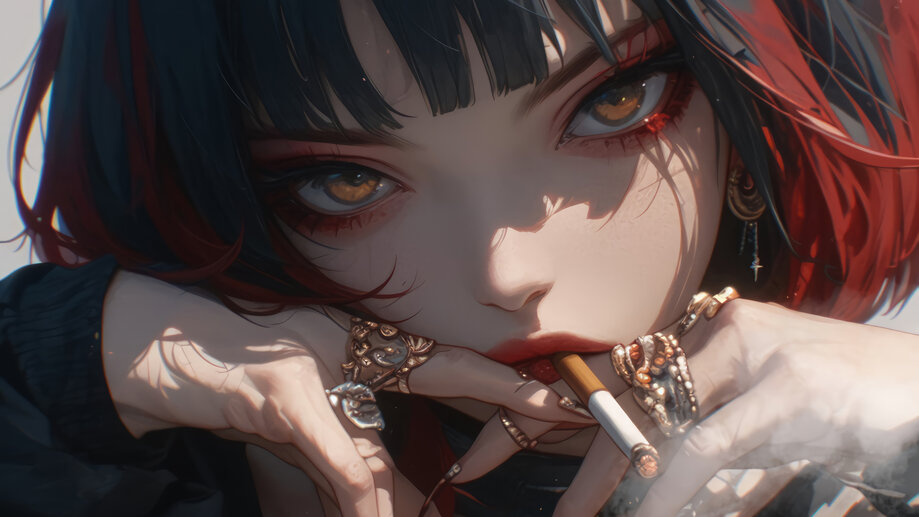 Anime Girl Smoking 4K #8353a Wallpaper iPhone Phone