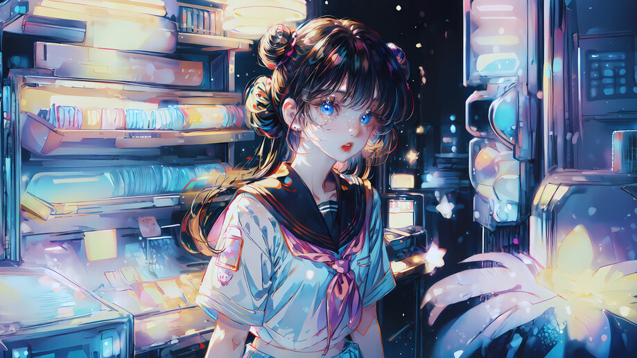 Lofi Anime School Girl Digital Art 4K Wallpaper iPhone HD Phone #960h