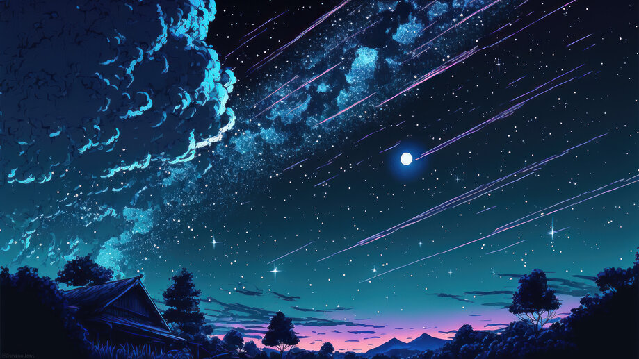 4K Desktop Wallpaper of Sky, Clouds, Red and Night Stock Illustration