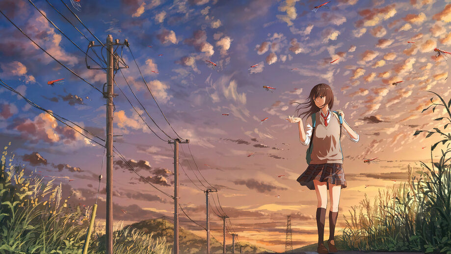 8K Anime School Girl Night Moon Lake Scenery Wallpaper #2800g