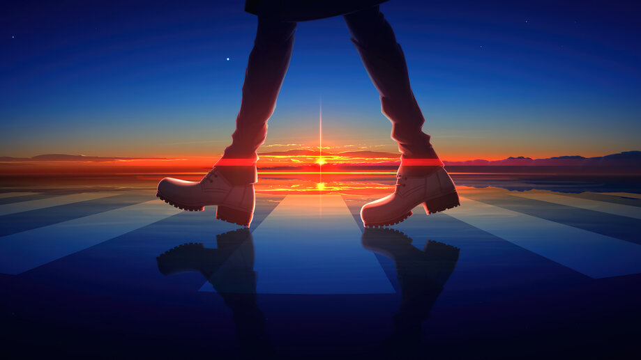 Anime Sunset Crosswalk Walking 4K #3000g Wallpaper PC Desktop