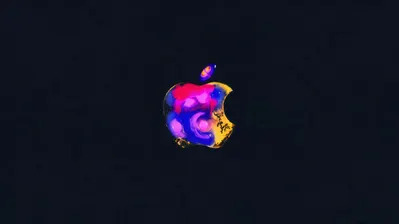 Apple Logo Colorful Black Background Wallpaper 4K HD PC #4190f