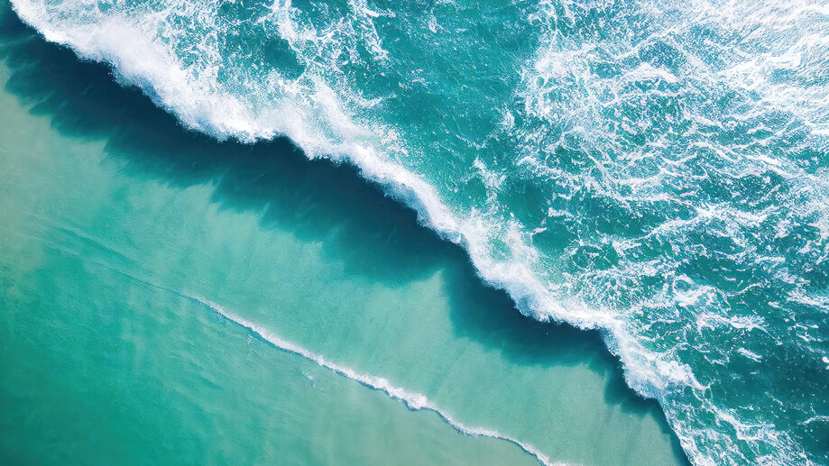 Beach Ocean Waves Aerial View 4K #5620i Wallpaper PC Desktop