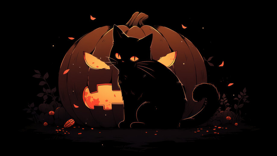 Black Cat Jack-o-Lantern 4K #6871m Wallpaper iPhone Phone