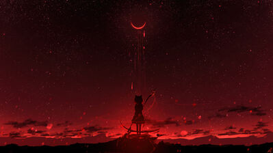 Blood Moon Scenery Anime Girl Scythe Art 4K Wallpaper iPhone HD Phone #3520h