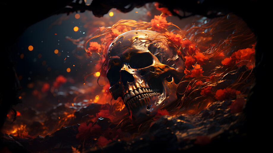 Burning Skull 4K #9030i Wallpaper iPhone Phone