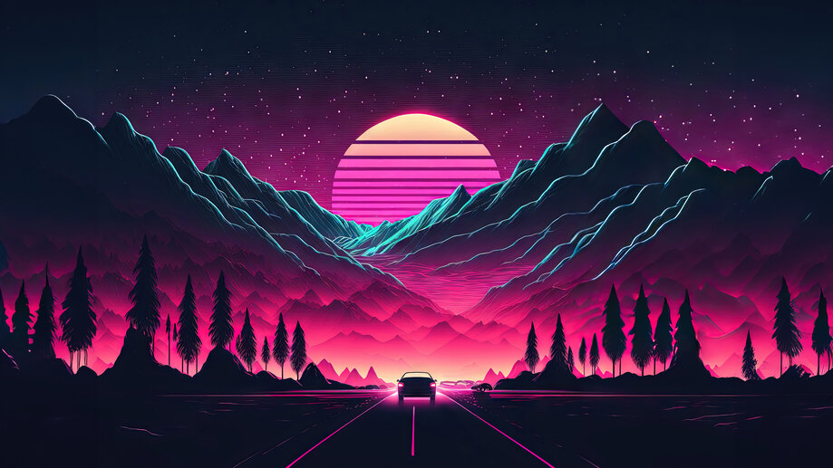 Car Outrun Road Mountain 4K #2053a Wallpaper PC Desktop