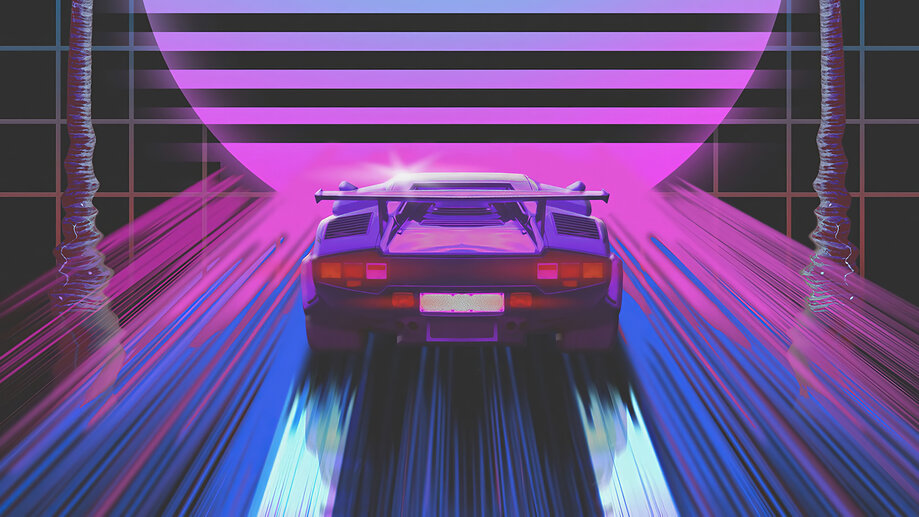 Car Retrowave Outran 4K #2683a Wallpaper iPhone Phone