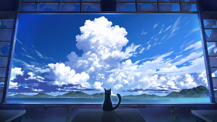 Anime Girl Alone Clouds Sky Scenery Art 4K Wallpaper iPhone HD Phone #7391l