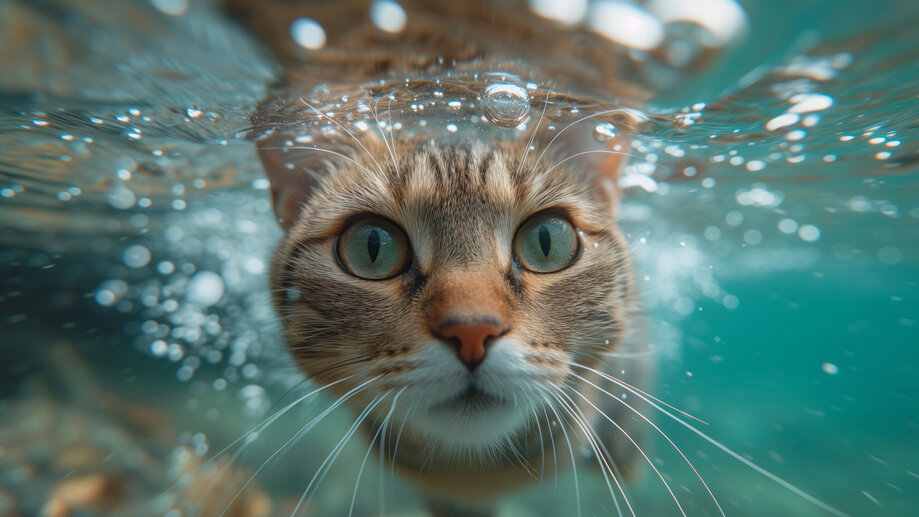 Cat Swimming Underwater Animal 4K #1193a Wallpaper iPhone Phone