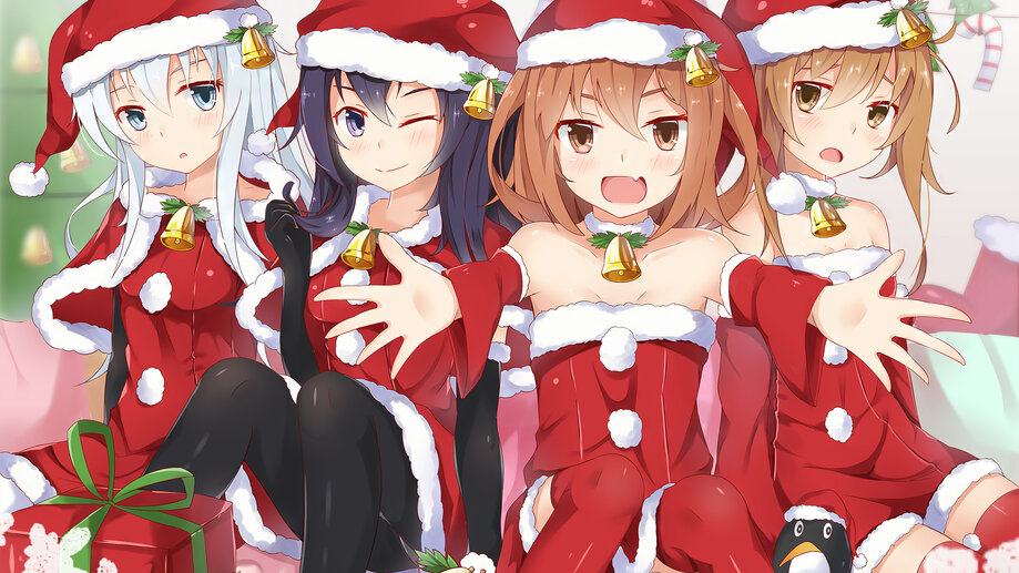 Christmas Anime Santa Girls 4K #5590h Wallpaper iPhone Phone