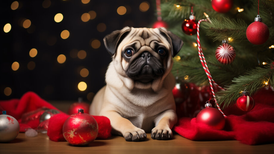 Christmas Pug Dog 4K #5281n Wallpaper PC Desktop