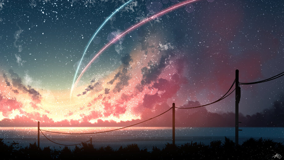 Comet Sunset Scenery Anime Art 4K #3490h Wallpaper PC Desktop