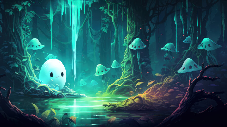 Cute Ghost Halloween Forest 4K #3351m Wallpaper PC Desktop