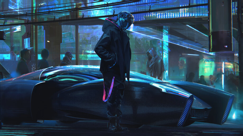 Cyberpunk Hover Car Sci-Fi 4K #6863a Wallpaper iPhone Phone