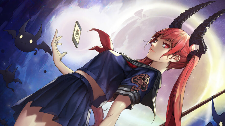 Demon Anime Girl Horn Red Hair 4k 1721n Wallpaper Pc Desktop 9658