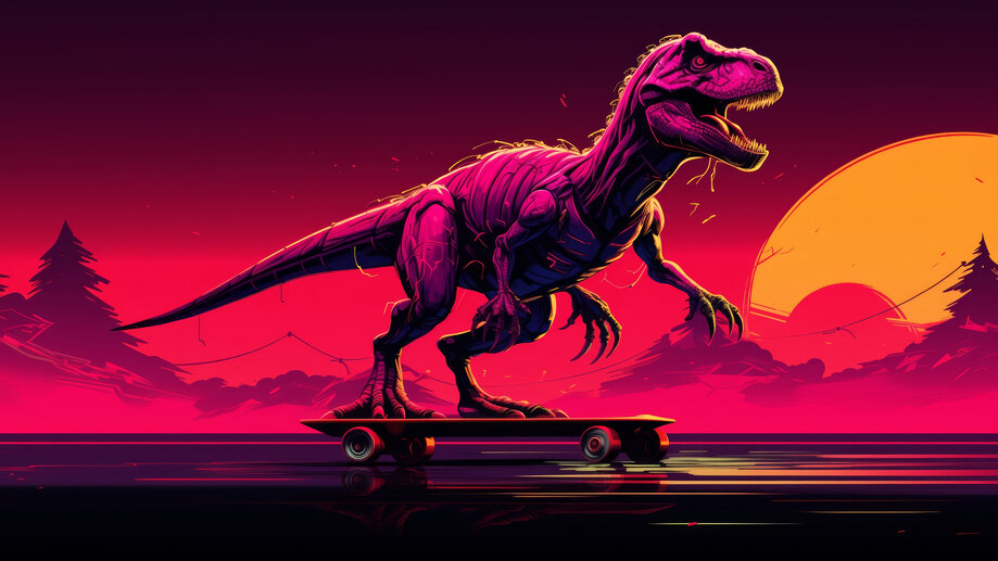 Dinosaur Skateboard 4K #8513a Wallpaper iPhone Phone