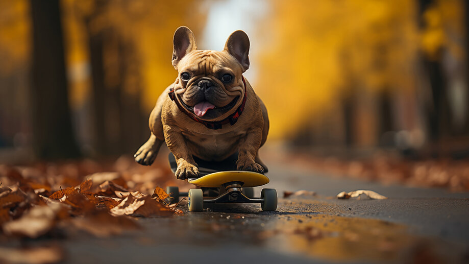 Dog Pug Skateboard 4K #1233a Wallpaper iPhone Phone