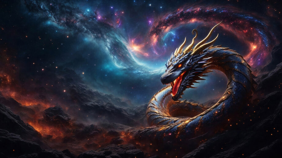 Dragon Galaxy Stars 4K #1253a Wallpaper PC Desktop