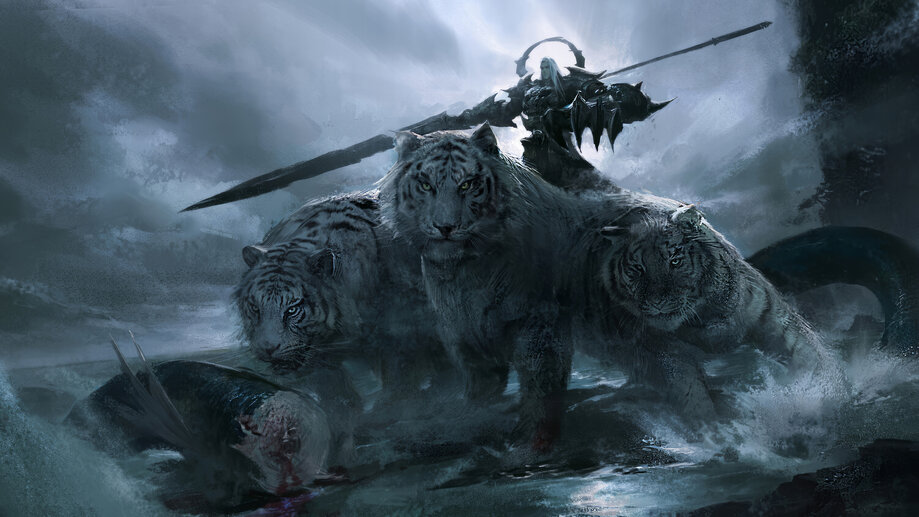 Fantasy Warrior White Tiger 4K #6923a Wallpaper iPhone Phone