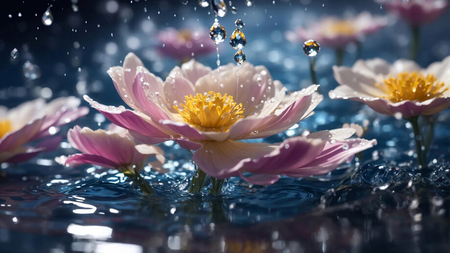 Flowers Rain Droplet 4K #1293a Wallpaper iPhone Phone