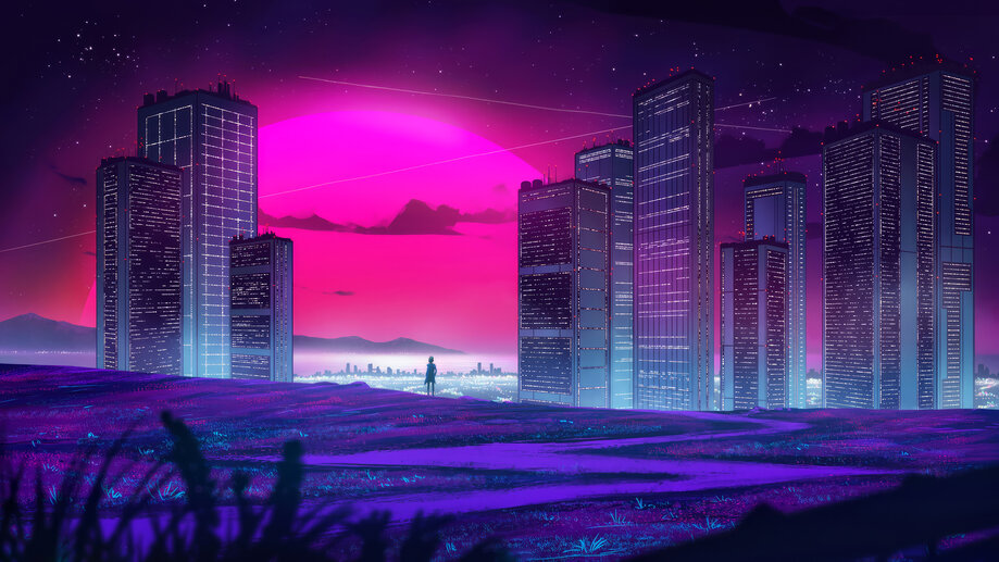 Futurisctic City Building Night 4K #7013a Wallpaper iPhone Phone