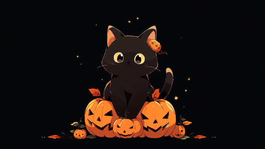 Halloween Black Cat Pumpkin 4K #6861m Wallpaper PC Desktop