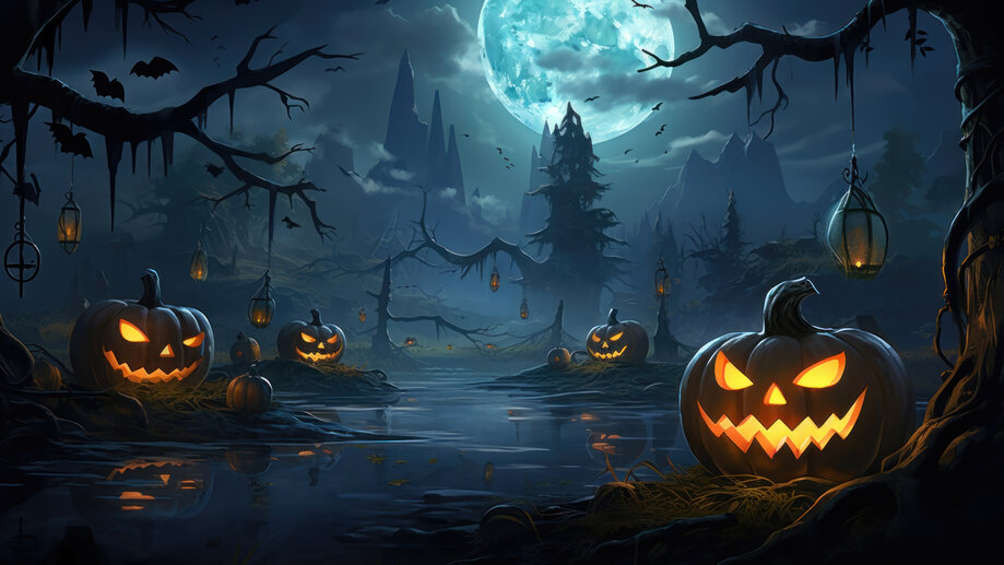 Halloween Night Full Moon 4K #7041m Wallpaper PC Desktop
