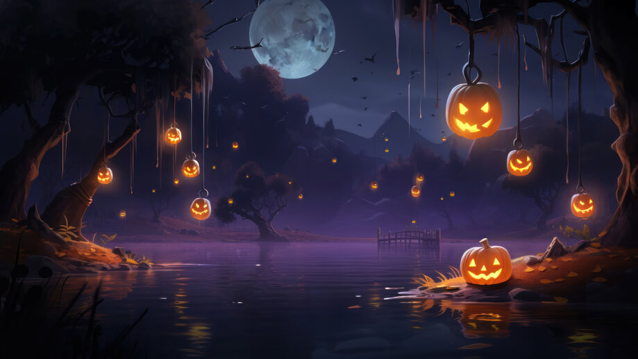 Halloween Night Jack-o-Lantern 4K #7021m Wallpaper iPhone Phone