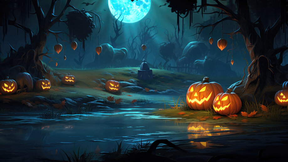 Halloween Night Pumpkin 4K #7011m Wallpaper PC Desktop