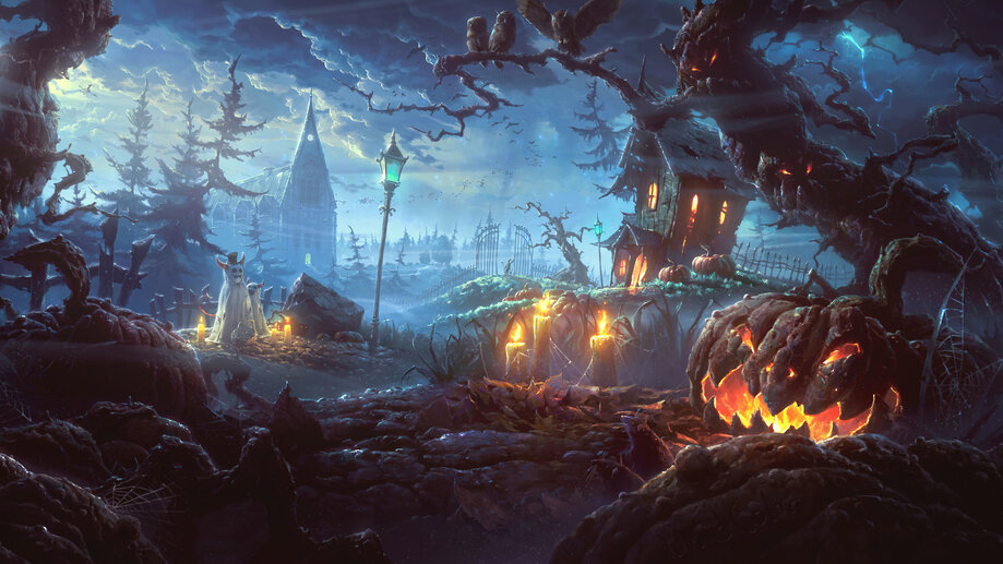 Halloween Pumpkin Graveyard 4K #3660h Wallpaper PC Desktop