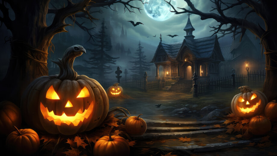 Halloween Pumpkin House 4K #3391m Wallpaper iPhone Phone