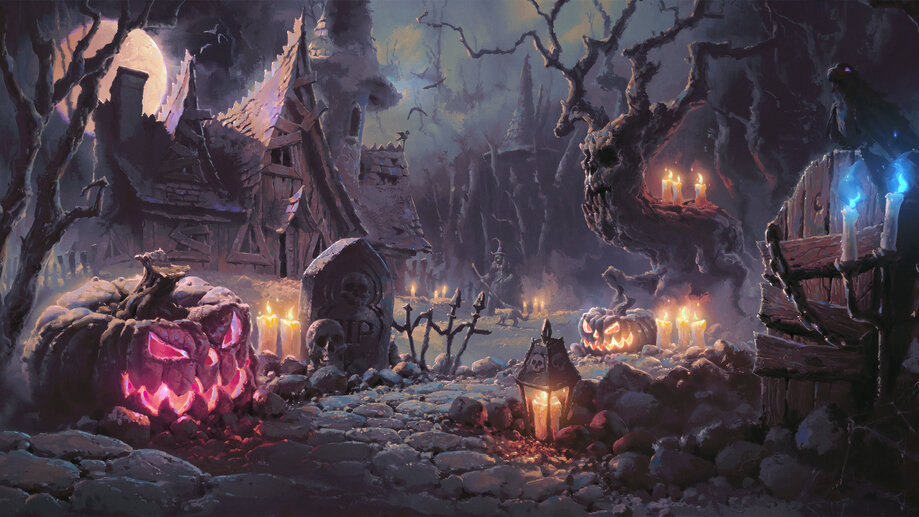 Halloween Village Graveyard 4K #6961m Wallpaper PC Desktop