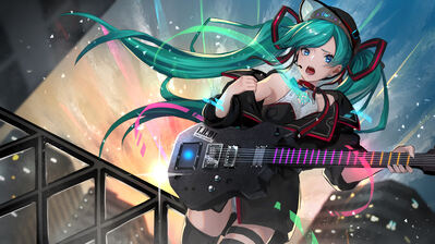 Hatsune Miku Singing Guitar Vocaloid Wallpaper 4K HD PC #4140h
