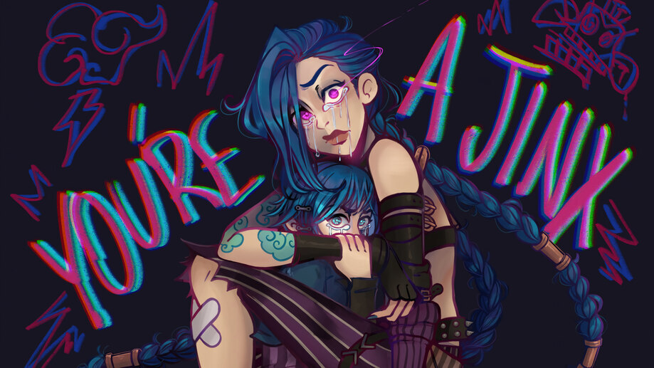 Wallpaper Art, League of Legends, LoL, Face, Fanart, Jinx for