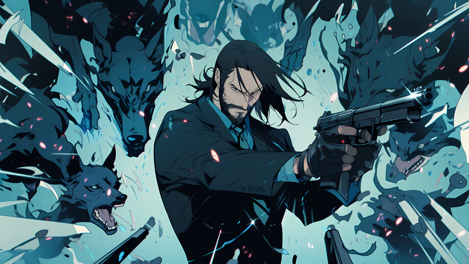 John Wick Anime Art 4K #3040j Wallpaper iPhone Phone