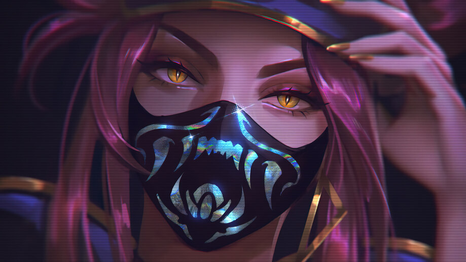 KDA Akali Mask LoL 4K #5151e Wallpaper PC Desktop