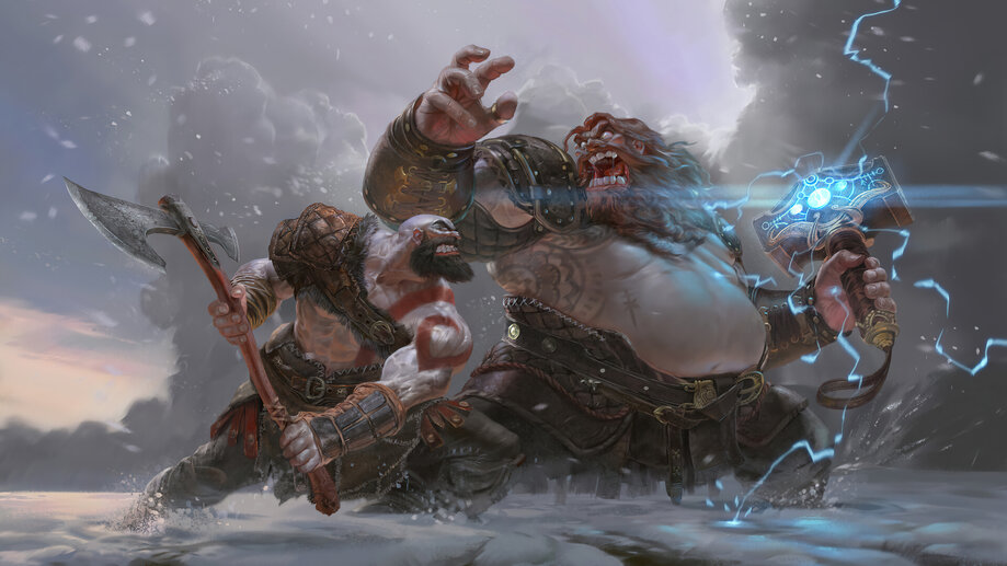 God of War Ragnarok Kratos vs Thor. Animation Drawing Cartoon 2. 